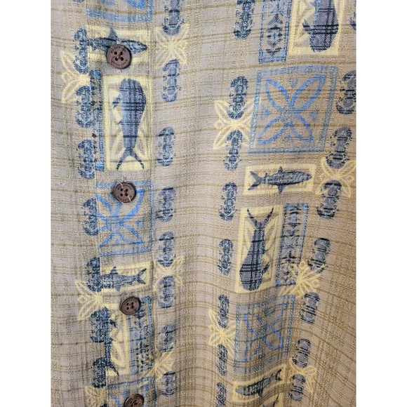 Exofficio Men's Button Up Short Sleeve Breathable Shirt Tan/Yellow/Blue Size M - Picture 5 of 6